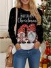 Tops for Women 3D Christmas Print Round Neck Long Sleeve T-shirt Fall Casual Slim Pullover Women's Long Sleeve Top