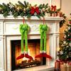 Seasonal Car Interior Embellishments Funny Elf Legs Hanging Ornament, Christmas Tree Decor with Soft Indoor Outdoor Holiday Plush, Red Green