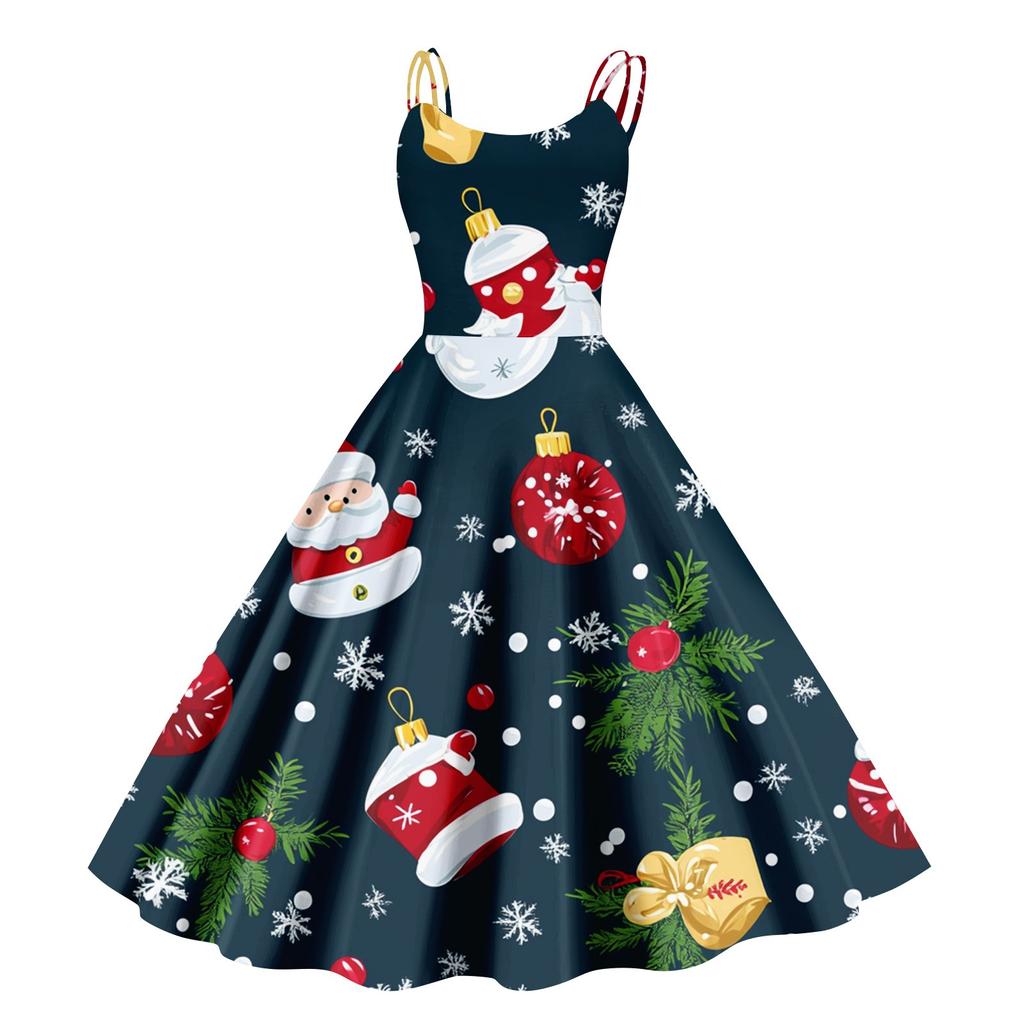 Women's Christmas Snowflake Print Sexy Slim Off Shoulder Punk Retro Dress