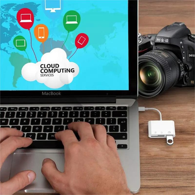 3-в-1 Type-C Адаптер для карт памяти TF SD, OTG USB C, USB2.0 Коннектор для карт, Подходит для MacBook, USB Type C Адаптер