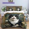 Beautiful Cow Cat Pattern Bedding Home Decoration Birthday Gift (1 * duvet cover + 2 * pillowcase, without core)