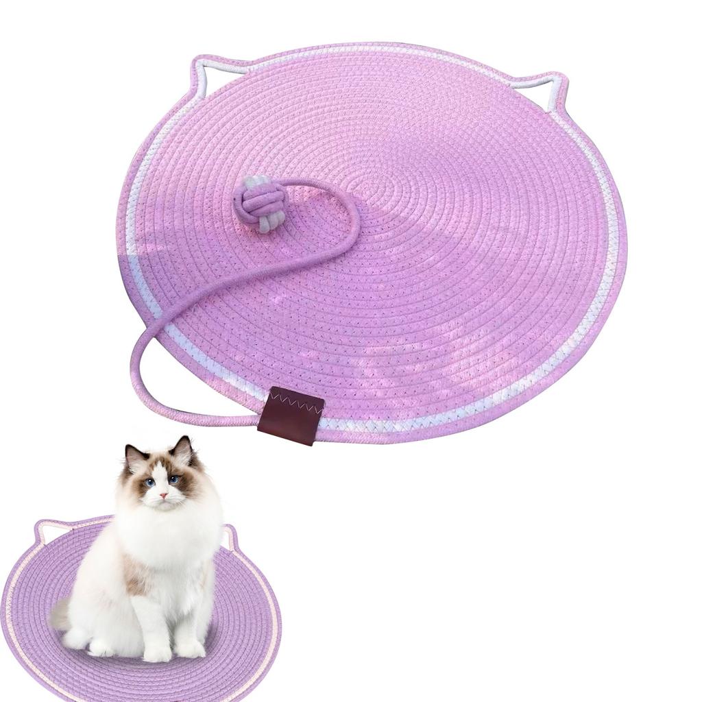 42CM Woven Cat Scratching Pad With Fish Toy, All-Season Pet Resting Mat For Cats