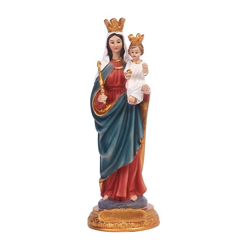21cm Classical Resin Figurine Holding Child Decorative Ornament Christmas Tabletop Gift