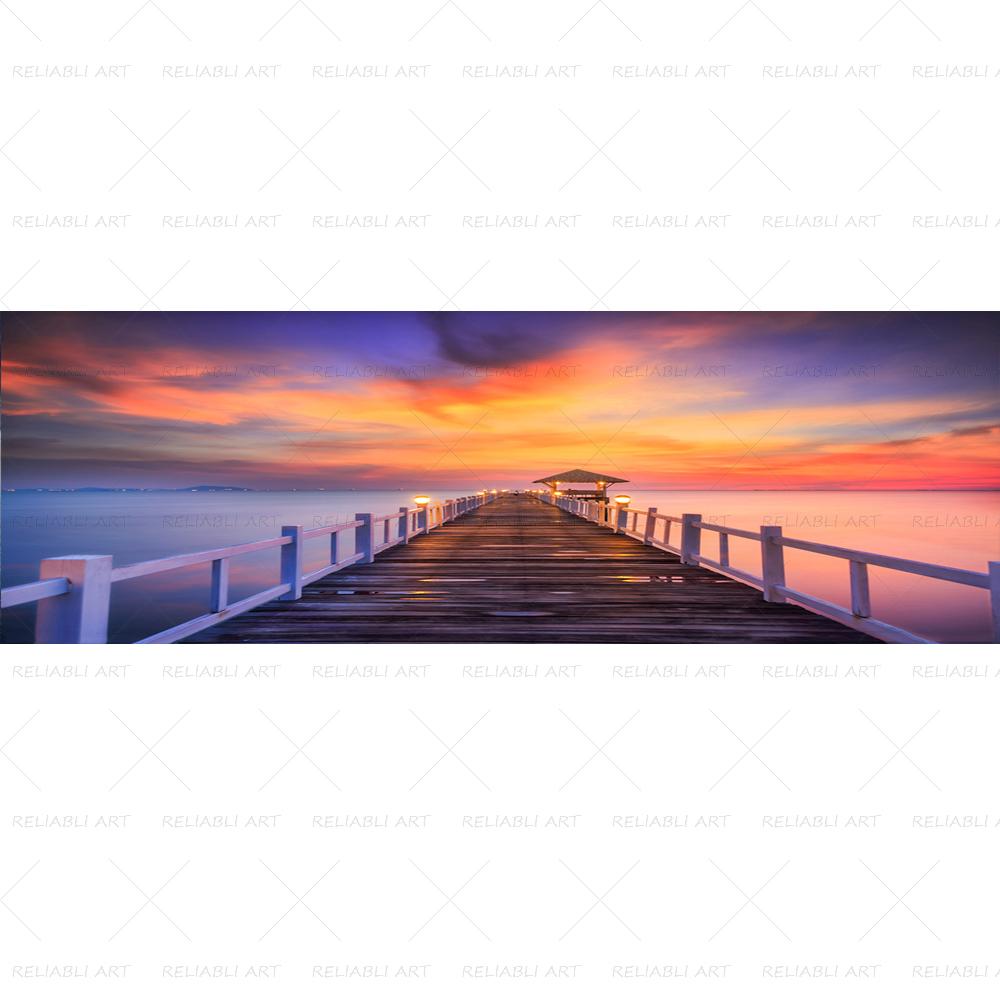 Деревянный мост, постеры и принты, холст, картина, Настенный декор, озеро, небо, пейзаж, настенное искусство для гостиной, современный домашний декор, без рамки