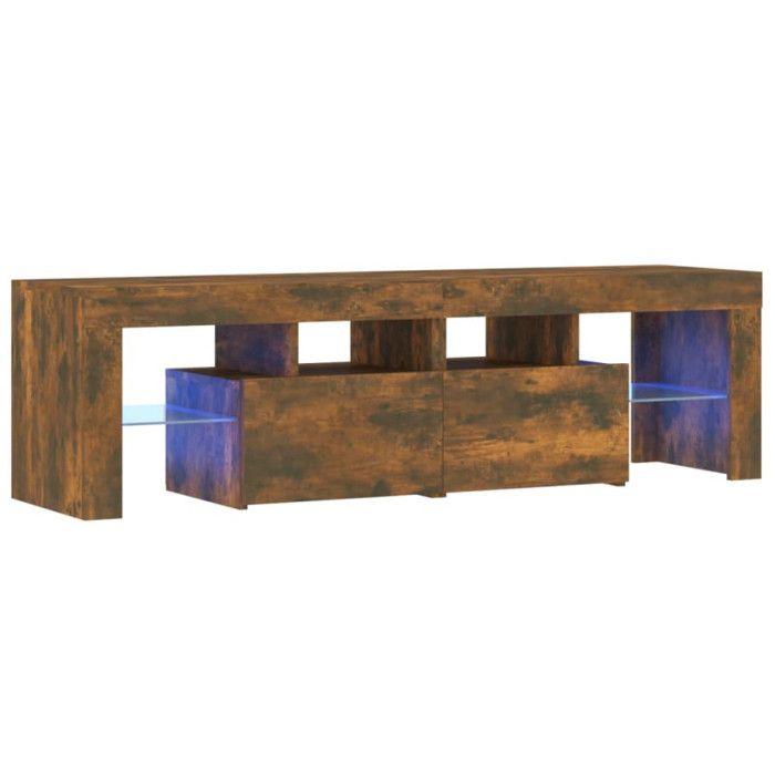 VidaXL TV Cabinet with LED Lights Smoked Oak 140x36.5x40 Cm, Tv Stand, Media Cabinet, Hifi Cabinet, Tv Unit, Unit 822641