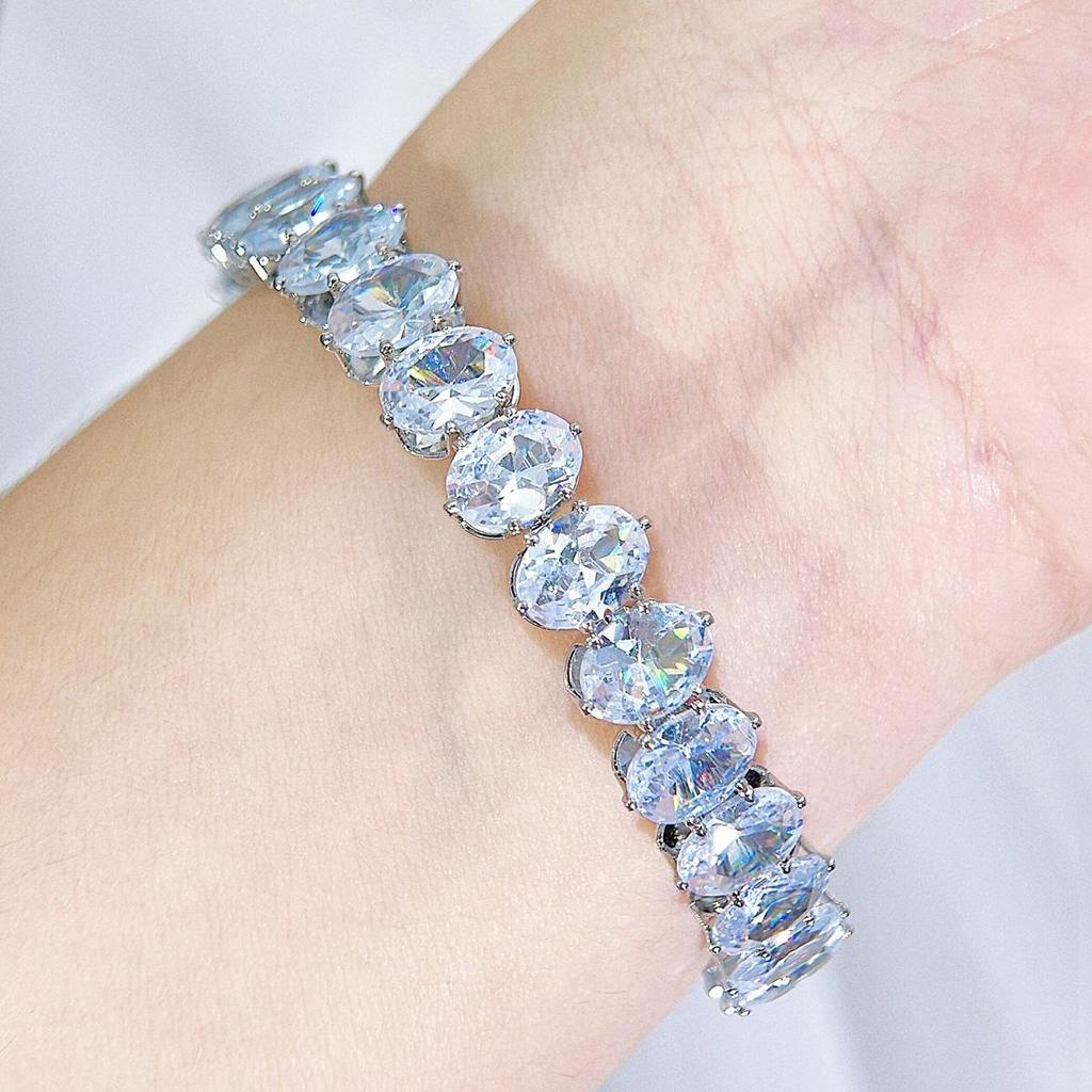 CMM 2 шт. Высокое качество свадебный комплект ювелирных изделий сверкающий овальный AAA CZ цирконий регулируемый открытый круглый колье-колье браслет для женщин