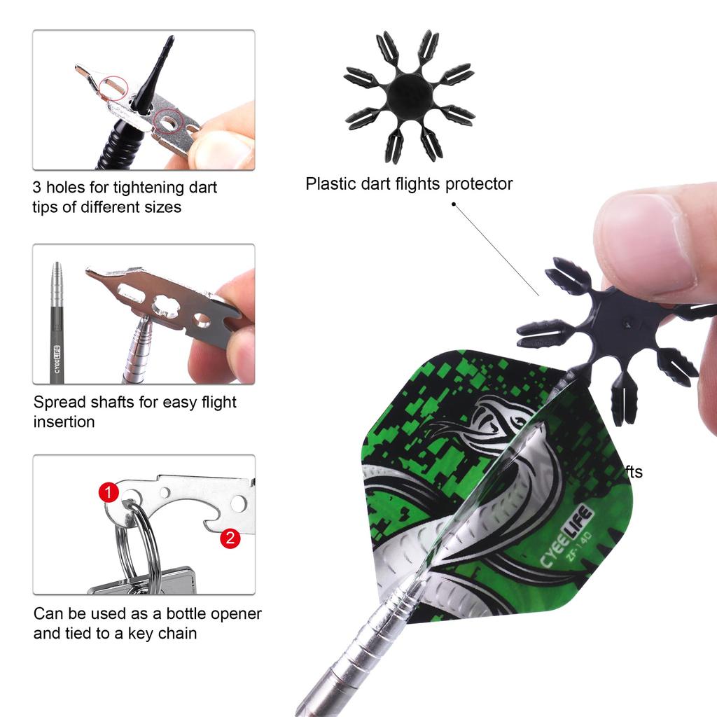 Cyeelife 12 шт. Профессиональный набор дротиков с мягким наконечником 18 г, пластиковым наконечником, 13 прозрачными ПК, 100 дополнительными дротиками, 16 защитными протекторами для оперения и электронным ключом для дротиков