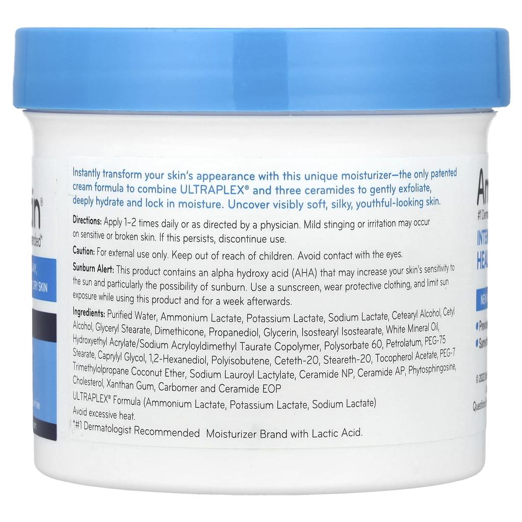 AmLactin Intensive Healing, Exfoliation & Moisturizing Cream, for Dead Skin Cells, Eczema and Dry Skin, 12 Oz (340 G)