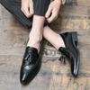 Fashion Classic Black Brogues Leather Shoes Men Pointy-toe Dress Shoes Fashion Tassel Mens Formal Shoes Size 48 Casual Business Shoes