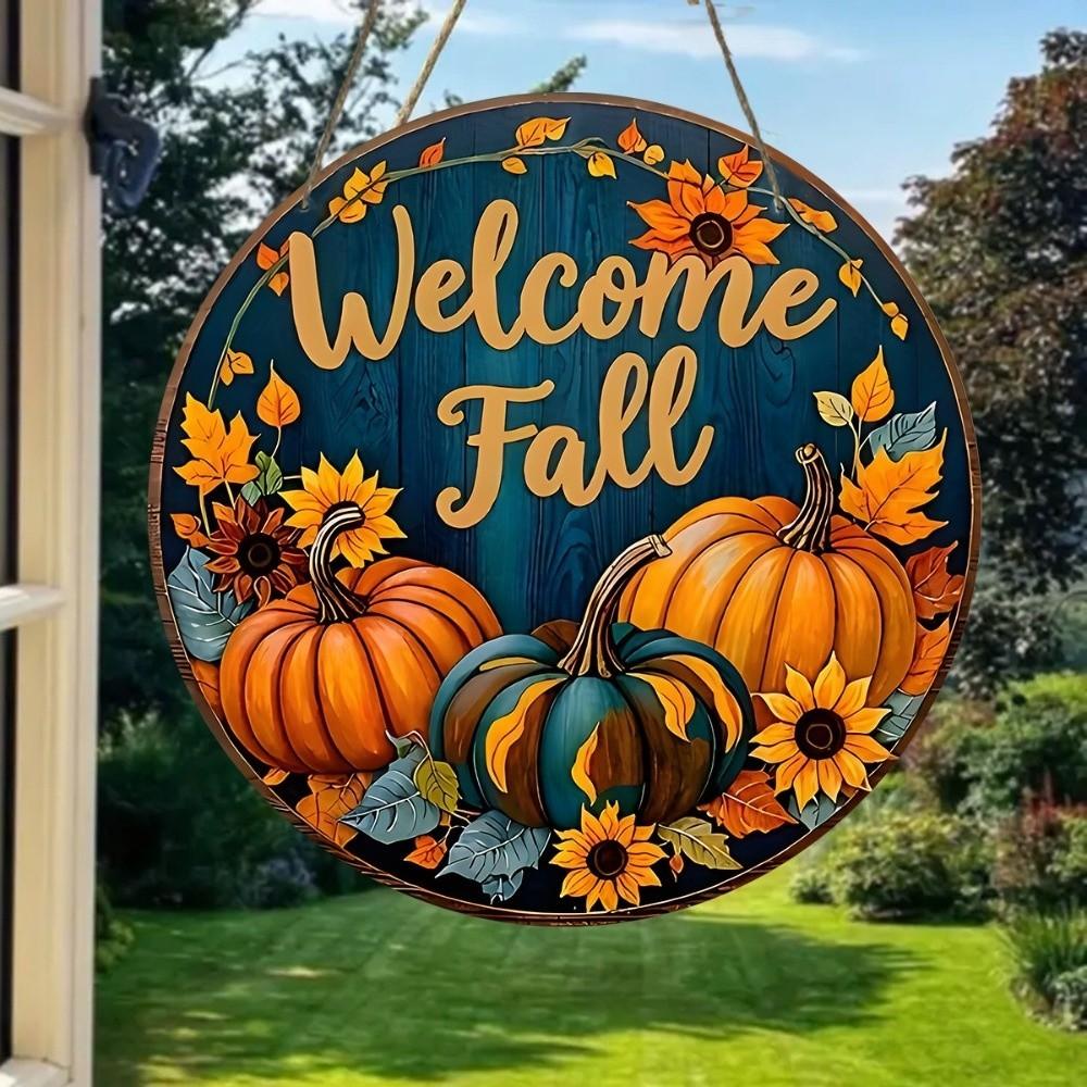 Autumn Leaf Welcome Fall Round Wooden Sign Vintage Style Fall Plaque Wall Decor Gift for Friends