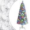 Day and Night - Day and Night Artificial Christmas Tree with Fiber Optic Lights White 180cm