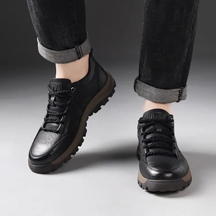 Fashion Leather Casual Men Shoes Comfortable Sneakers Casual Shoes Walking Footwear Winter Boots Lac-up Mens Vulcanize Leather Shoes