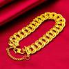Fashion Gold-Toned Copper Bracelet Women Flat Boss Link Design Heart Shape With Textured Surface 12mm 14mm Size Options