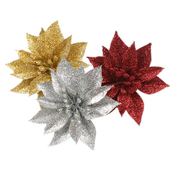 Поддельный цветок, привлекательный широкий спектр применения, компактный двухслойный пуансеттия, рождественский искусственный декор для фестиваля