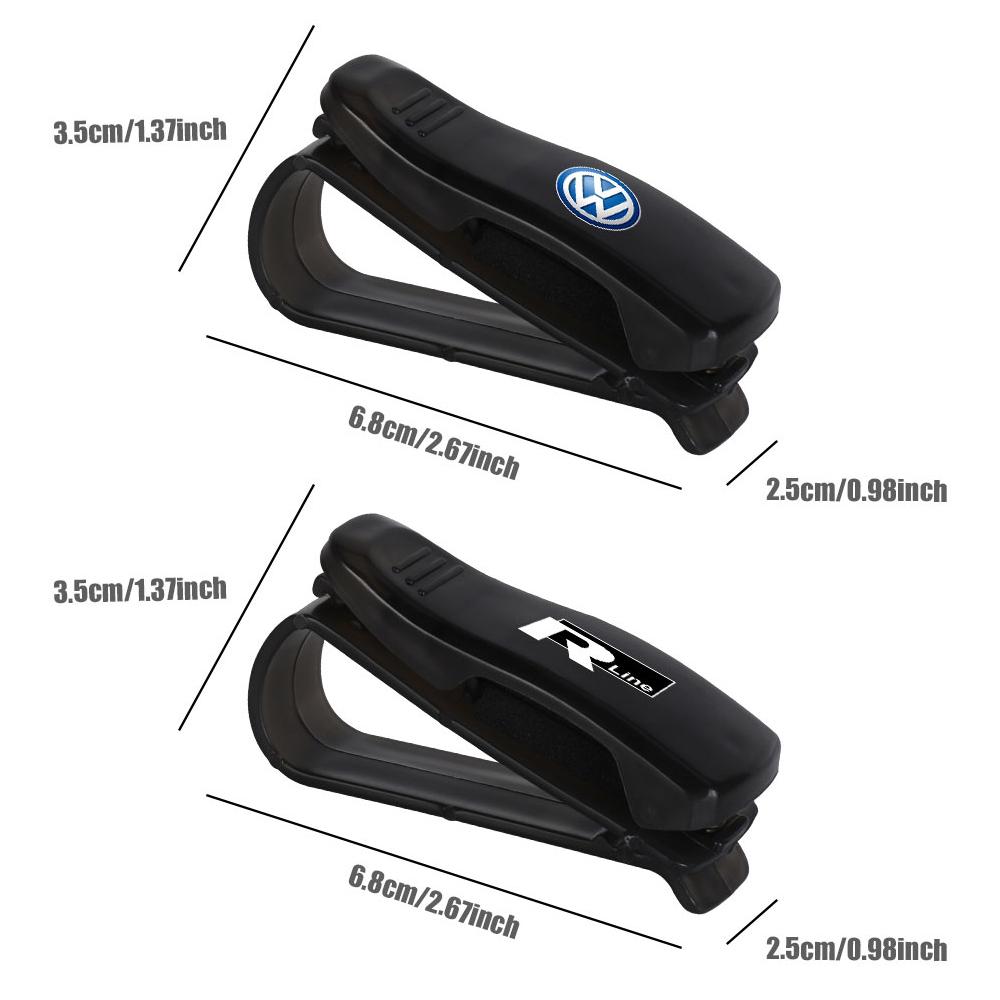 Car Sun Visor Sunglasses Organizer Clip Card Ticket Holder For Volkswagen GTI Golf 6 7 8 Polo VW R-Line CC Passat Tiguan L Jetta zw6