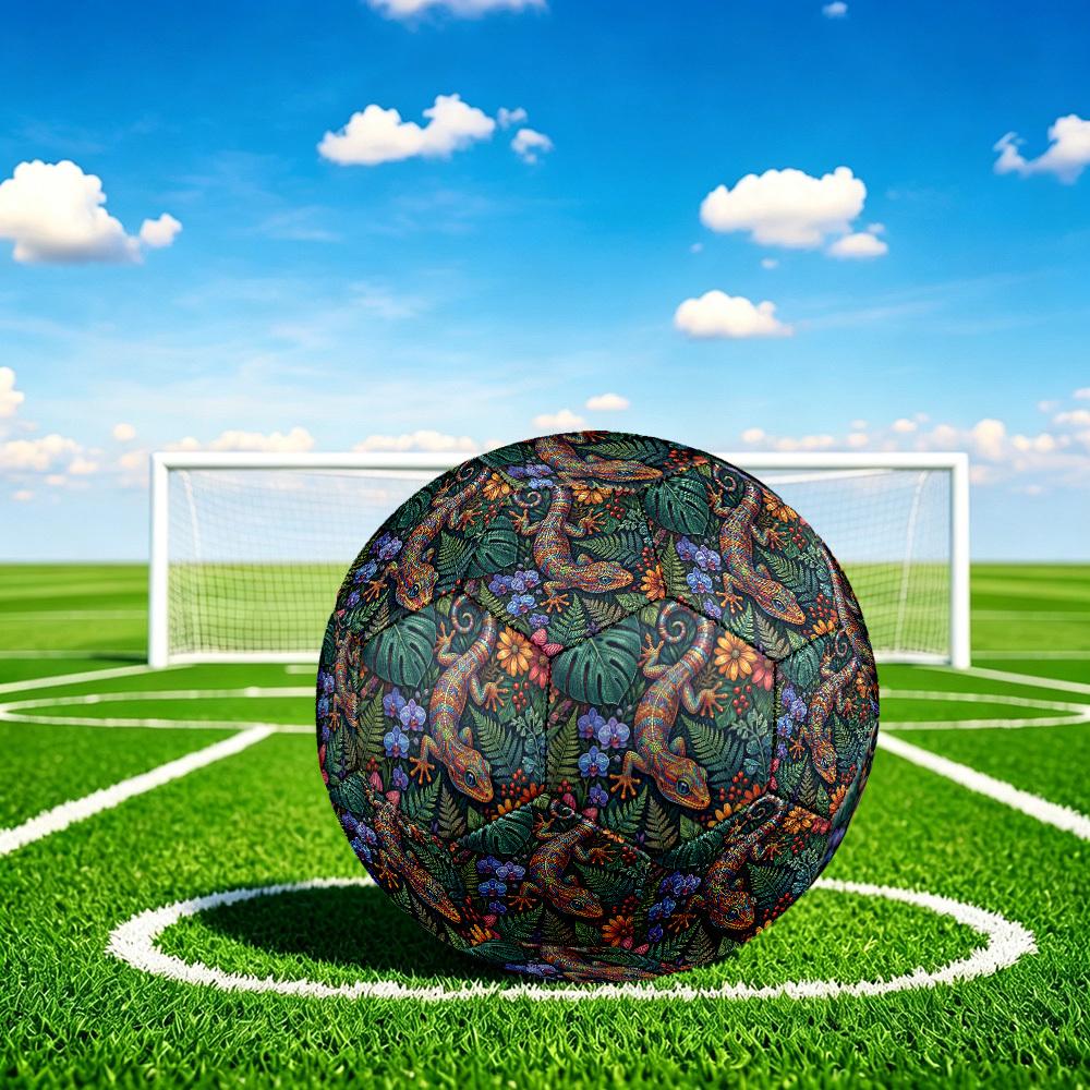 1pc Colorful Gecko Garden Theme Soccer Ball Football, Size 5, Lightweight PVC, Durable Outdoor Training Soccer Ball, Gift m61486