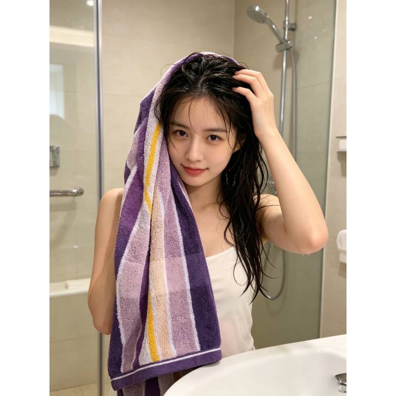 Cotton Striped Face Towel With Absorbent Thickened Fabric For Home Use Adults