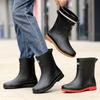 Men's Rain Shoes Casual Medium Tube Water Shoes Outdoor Fashion Bundle Rubber Shoes Comfortable Non-slip Water Boots Fishing Warm Rain Shoes Men