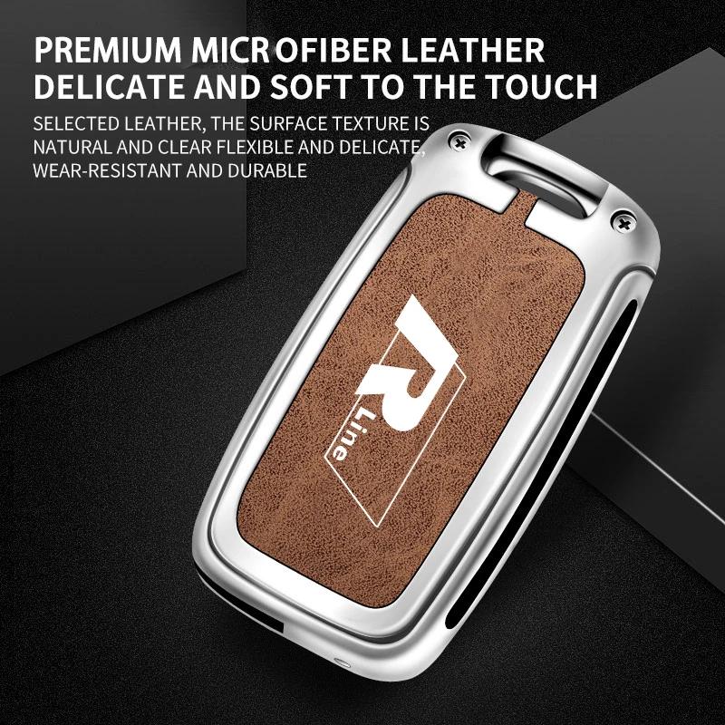 Для VOLKSWAGEN Чехол-футляр из цинкового сплава + Кожа для складного автомобильного ключа Полное покрытие Для VW Volkswagen R Line Polo Tiguan Passat Golf Jetta La