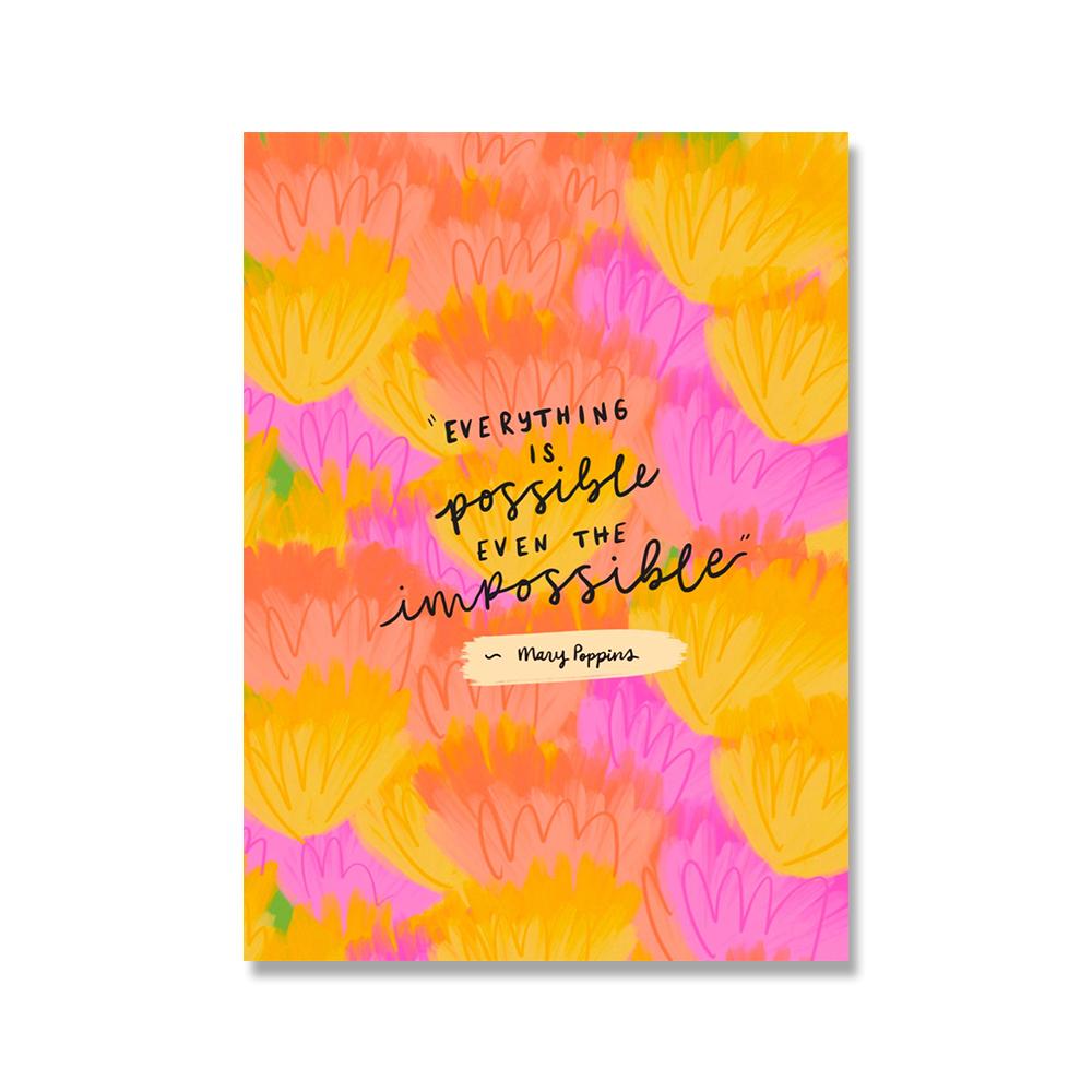 Позитивная добрая девушка Цитата Плакат Настенная печать Абстрактная картина на холсте с розовым цветком Красочные бохо гостиная домашний декор Картина