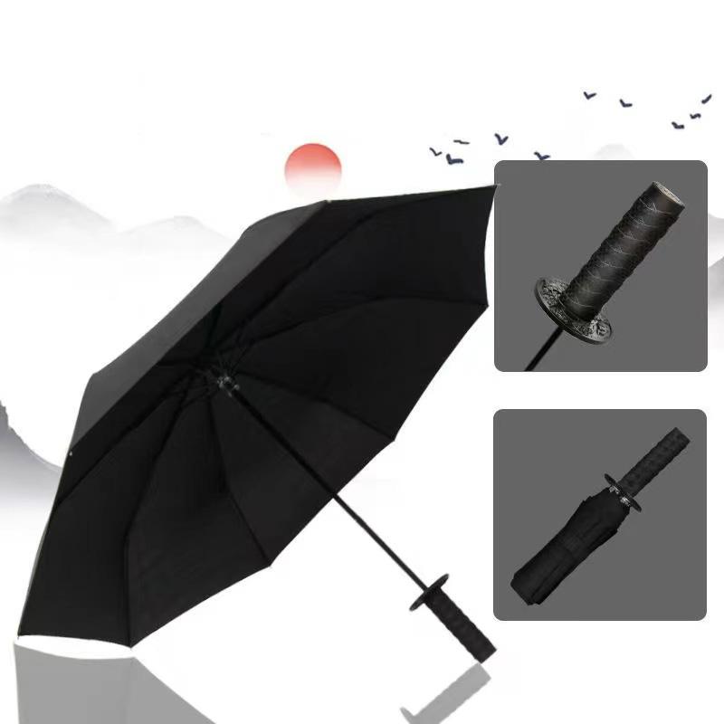 Creative Folding Umbrella Japanese Samurai Sword Umbrella Windproof Sunscreen Rainproof Personality Animation