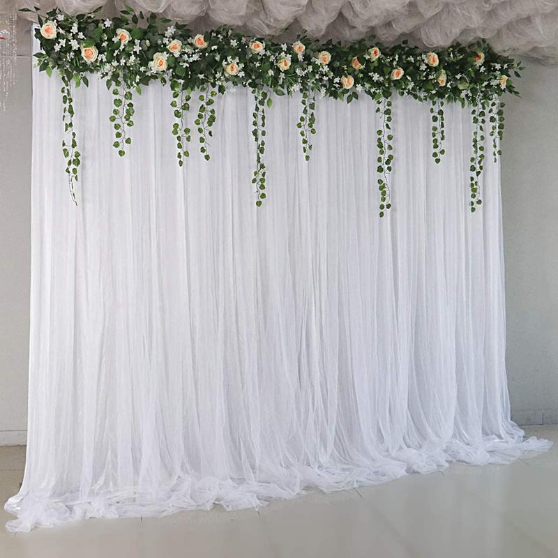 2M Wedding Birthday Baby Shower Party Silk Tulle Backdrop Curtains White/Pink