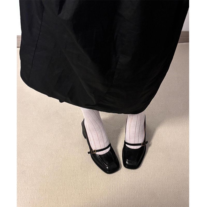 Туфли из мягкой овчины в стиле ретро с квадратной головкой и легким ртом на высоком каблуке, маленькие кожаные туфли на французском толстом каблуке, туфли Мэри Джейн, женская обувь