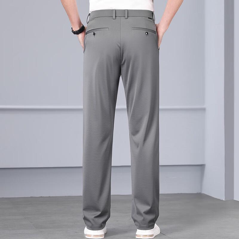 ROMON LMFS2076 Men's Silk Blend Stretch Straight-Leg Pants
