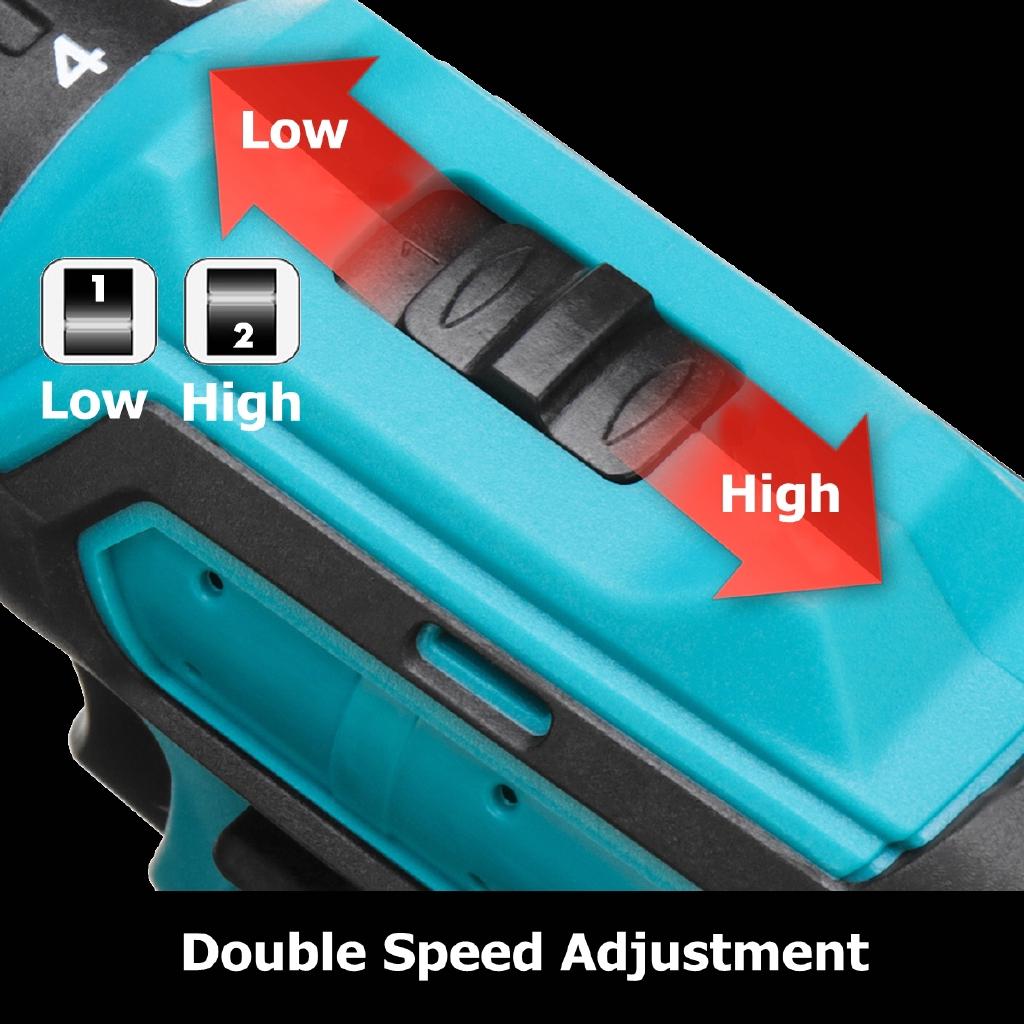 Brushless Cordless Electric Drill Screwdriver Set Double Speed 18+1Torque LED Lighting Rechargeable 1/2PCS Battery