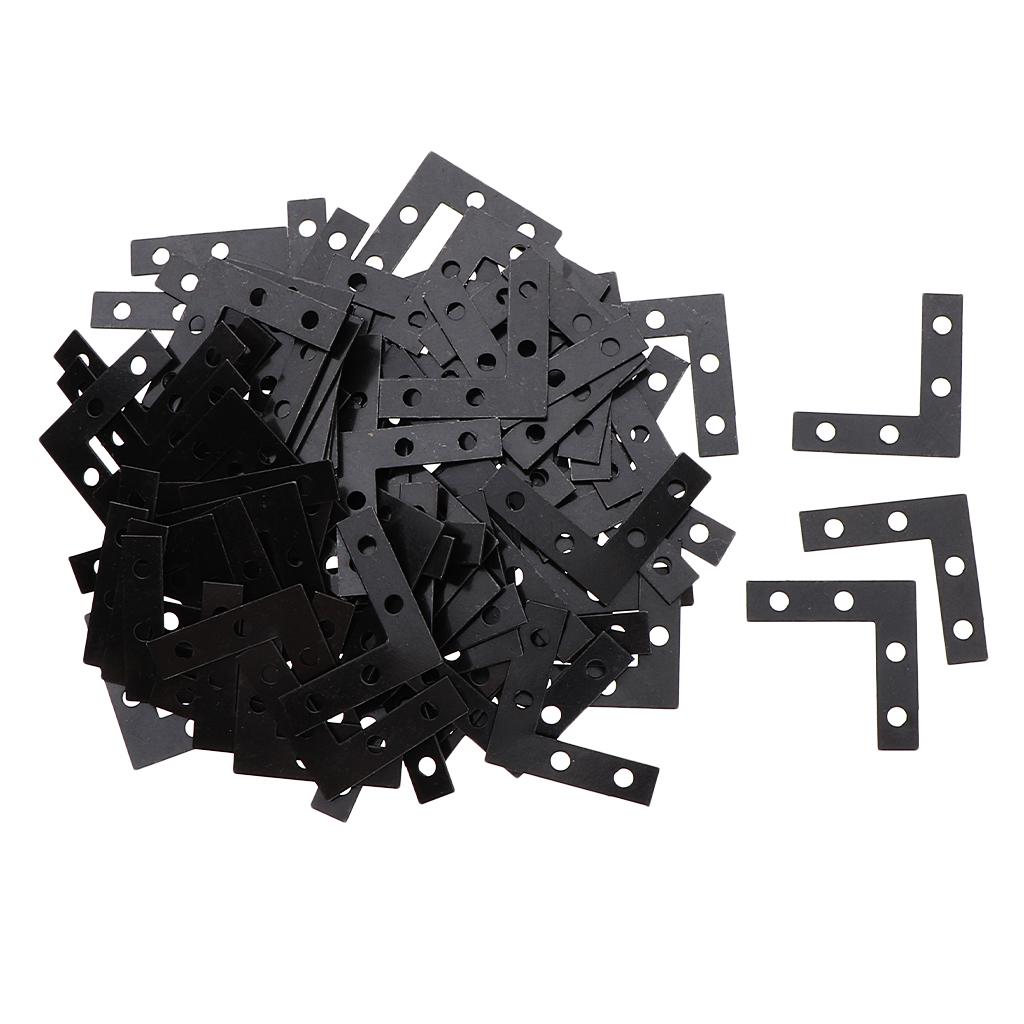 Durable 100 Pcs Black Angle Plate Corner Flat Repair Bracket 38 x 38mm
