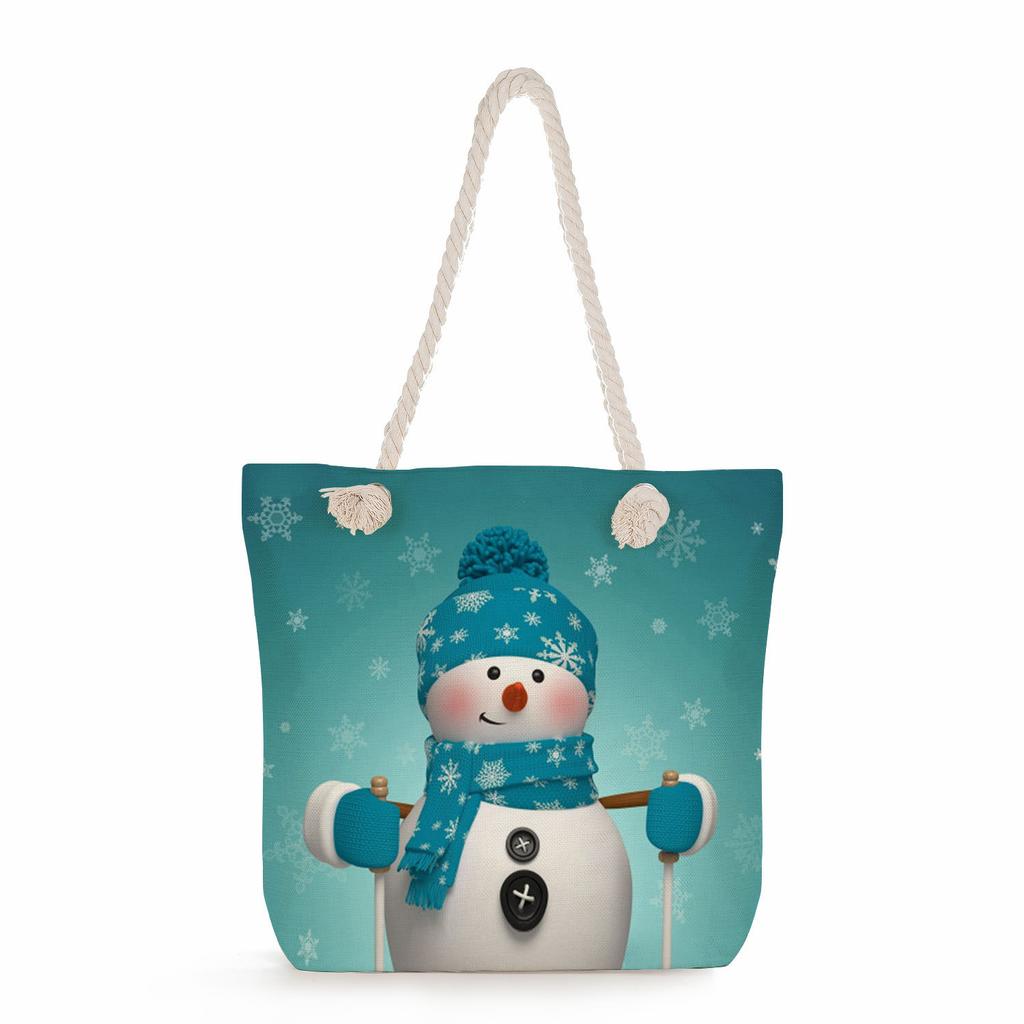 Snowman print thick rope single-shoulder beach bag 7310 KTB