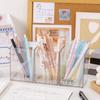 Simple Desk Pen Holder Clear Stationery Organizer Multifunction Pencil Storage Box  Home Office
