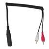 6.35mm Female To 2 RCA Male Coiled Cable Stereo Y Splitter Microphone Adapter Cable for Speakers
