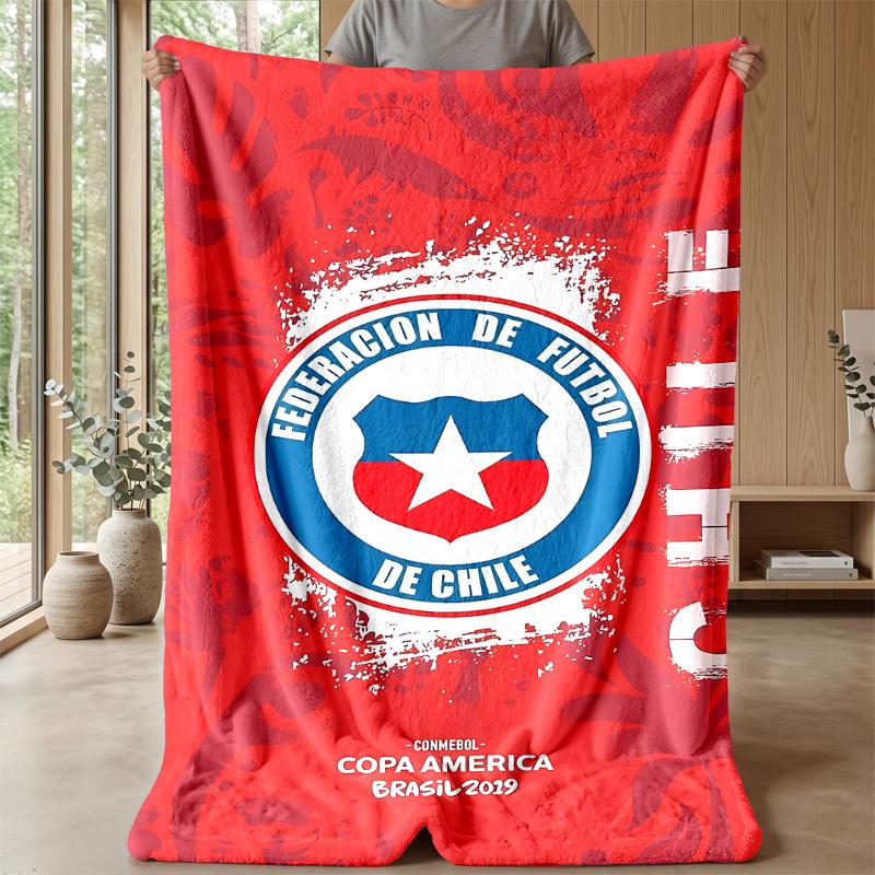 Chile Football Team Theme blanket Soft Flannel Blanket Plush Throw Blanket Cozy Sofa Bed Blanket for Home Decor