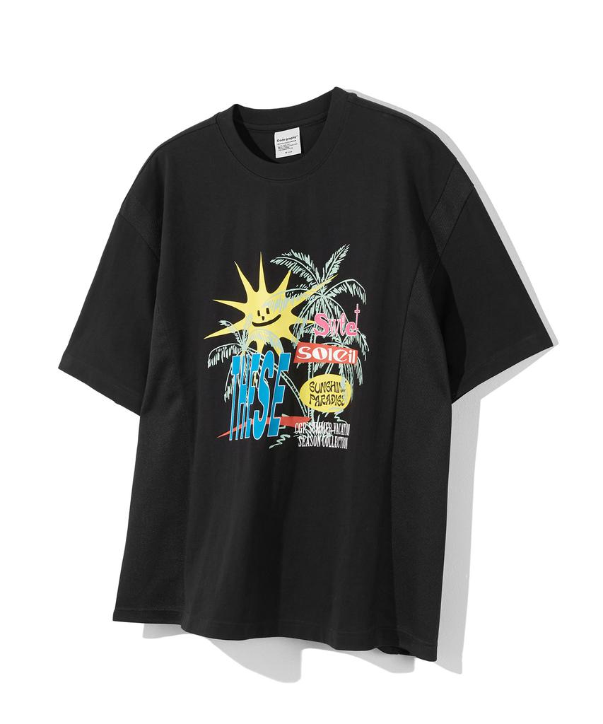 CGP Sunshine Paradise Side Mesh Short Sleeve T-Shirt_Black