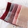 Solid Color Silk Scarf Lace Edge Ramadan Headscarf Versatile Headwraps  Women Headwear
