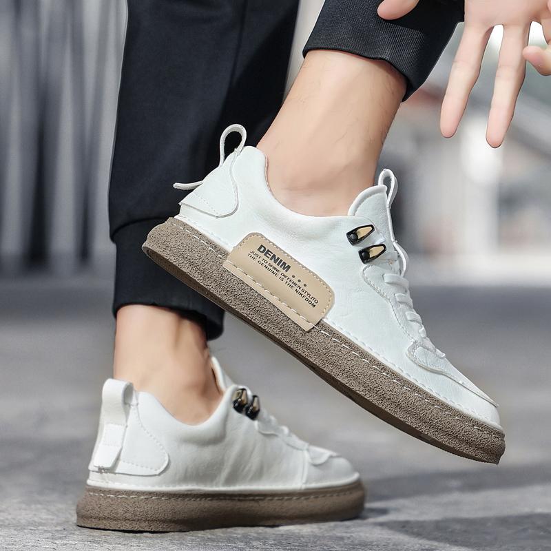 Мужская новая кожаная спортивная обувь на открытом воздухе, повседневная обувь, деловая кожаная обувь для доски