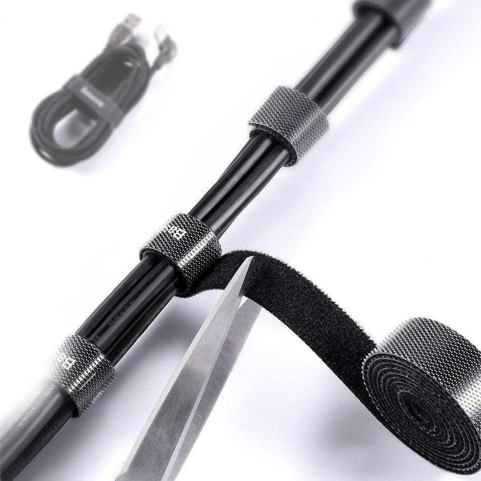 Baseus Rainbow Circle Hook And Loop Straps - Velcro Tape, Velcro Cable Organizer 3M Black (Acmgt-F01)