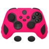 Silicone Case Cover for PlayVital Xbox Series Soft Rubber Case for Xbox Core with Thumb Grip Cap Edition Black Bright Two-tone Anti-slip X/S