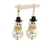 Модные рождественские белые серьги-капли с жемчугом в виде снеговика для женщин, милые серьги-снежинки со стразами, ювелирные украшения, подарки на новогодние праздники