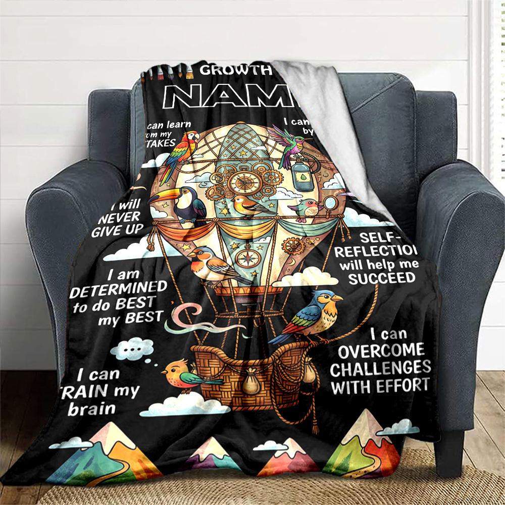 Growth Mindset Journey Lightweight Customize Text Soft Warm Cozy Versatile For Sofa Couch Office Bed Picnics For All Occasions Stylish Decor Gift For