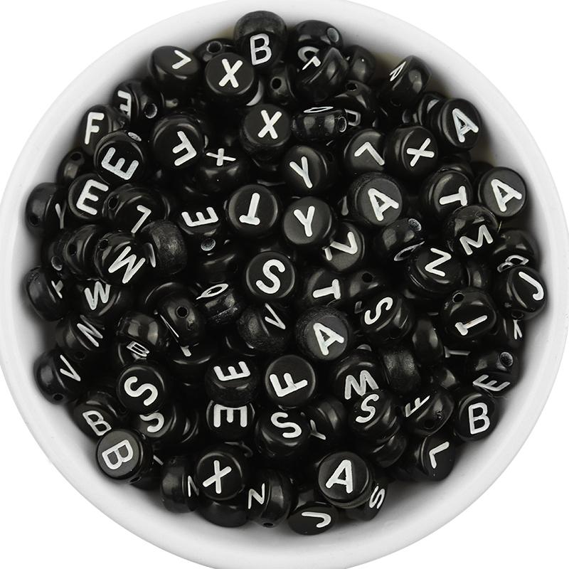 100pcs 7mm Multicolor Acrylic Alphabet Beads Heart Numbers Letter Loose Beads For Jewelry Making DIY Bracelets Gift Wholesale