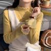 White Bottomed Shirt Women's New Autumn and Winter with Semi-turtleneck Sweater with Fungus Edge Knitted Sweater Top