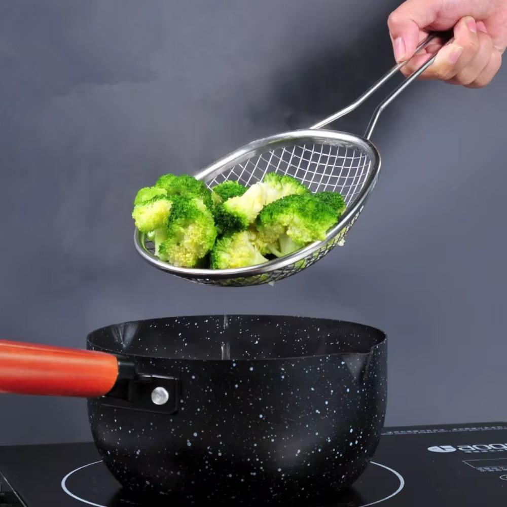 Oval Stainless Steel Strainer Scoop Convenient Frying Strainer Spoon Draining Spoon  Baking
