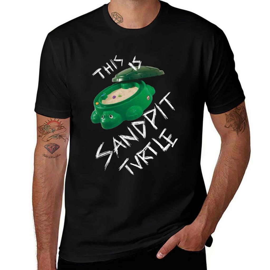 This Is Sandpit Turtle Bmth Meme White On Black Tshirt Basic Breathable Solid Color Tshirt