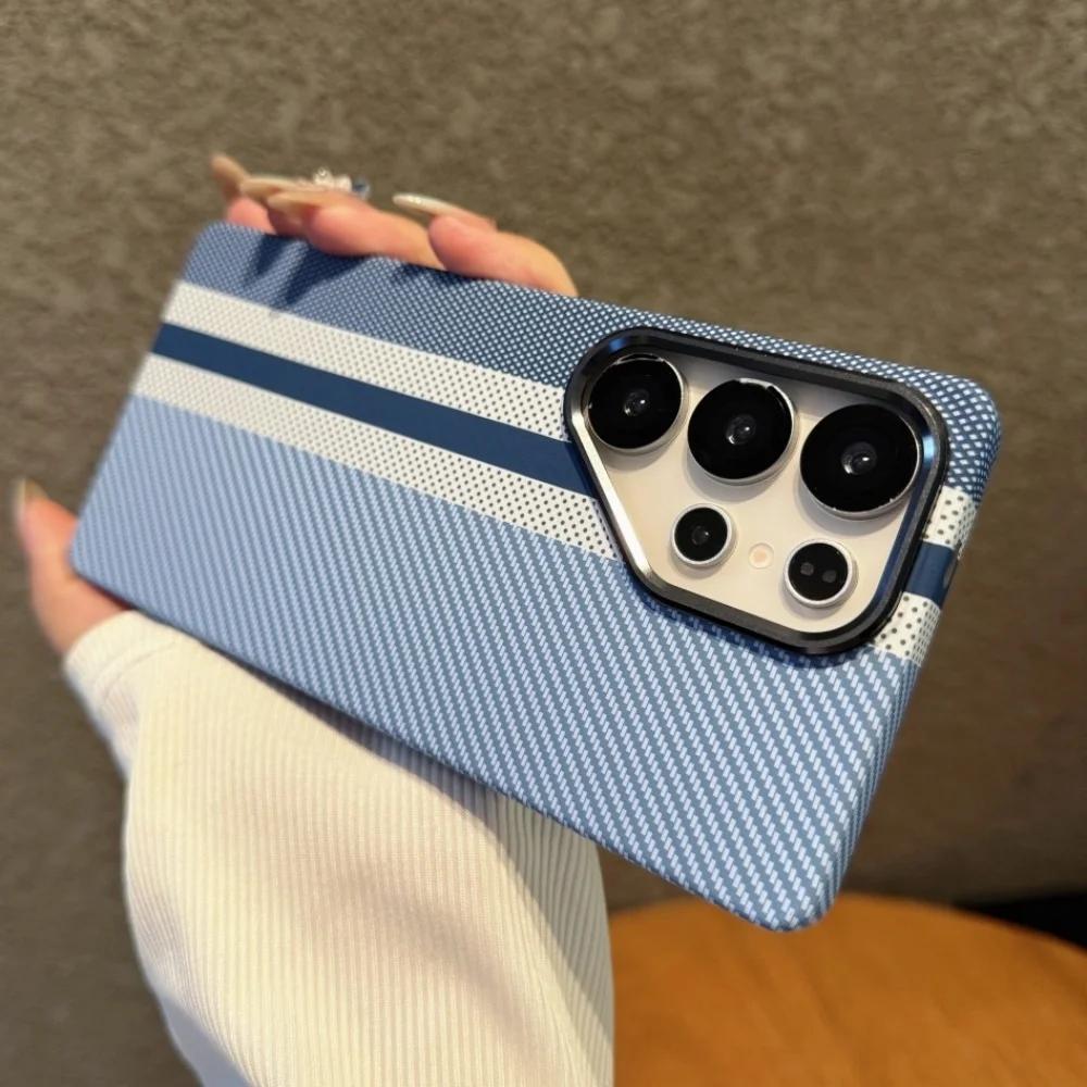 Geometric Carbon Fiber texture 3D Relief For Magsafe case For Samsung S26 S25 Ultra S26 Plus Wireless Charging Hard Case Cover