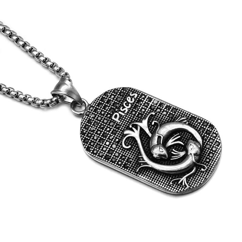 Цепочка из титановой стали для мужчин и женщин. Кулон 12 созвездий. Знаки зодиака в подарок