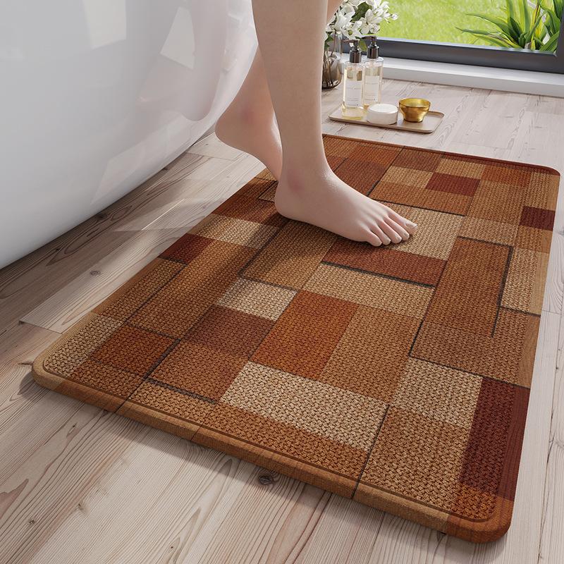 Organic Linen Bath Mat & Bathroom Rug, Shower Doormat with Non-Slip Rubber Backing, Quick Absorb Eco-Friendly for Bathroom