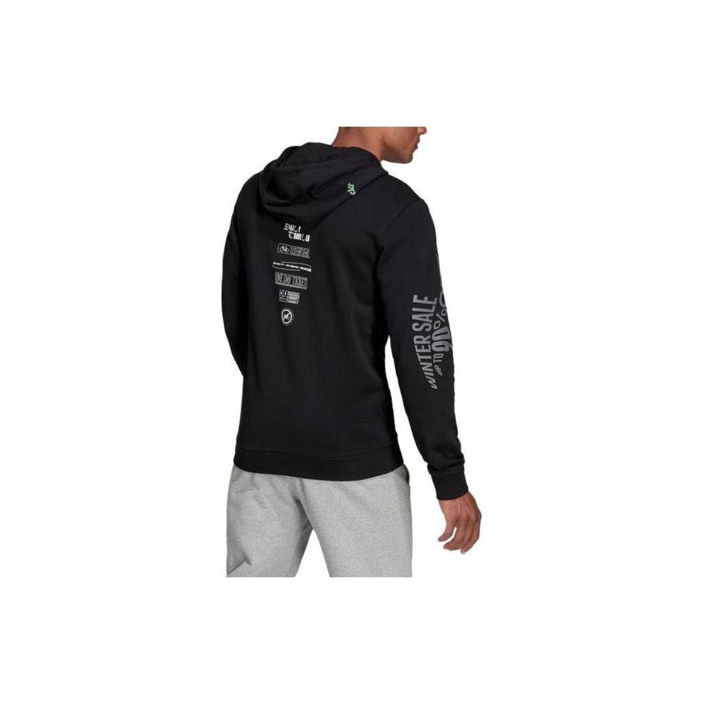 adidas Мужские толстовки с капюшоном с логотипом и принтом черного цвета H46777