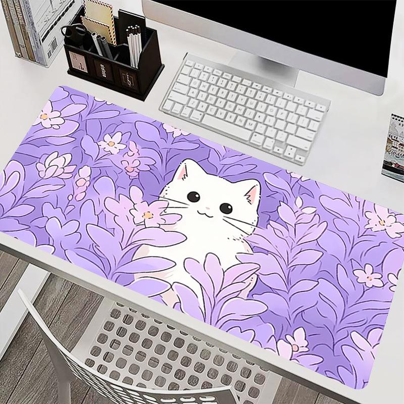 Flower Cat Mouse Pad Extended Gamer Desk mat PC Computer Keyboard Pad Healing Rubber table mat kawaii Carpet Large xxl mousepad